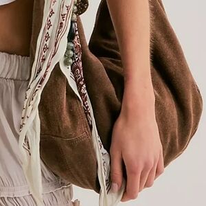 Brown Faux Suede Oversized Hobo Bag